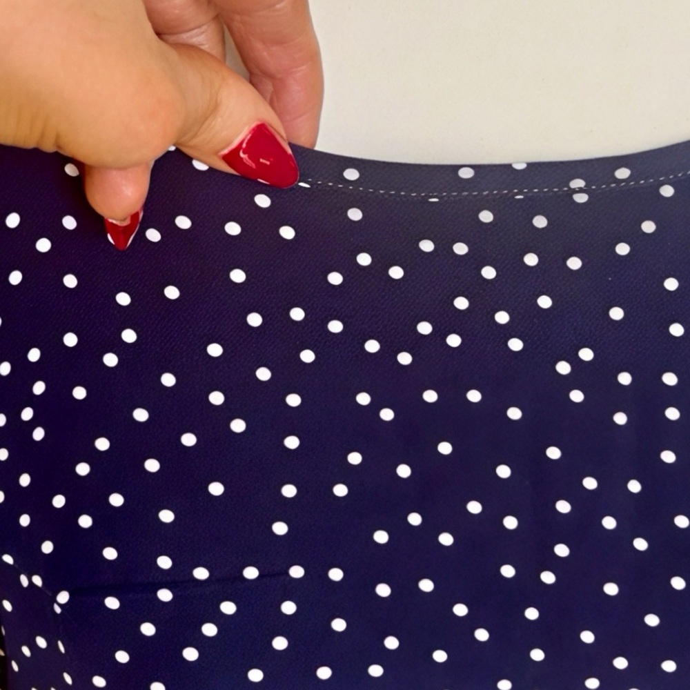 Navy Polka Dot Ruffle Sleeve Top - Picture 6 of 7